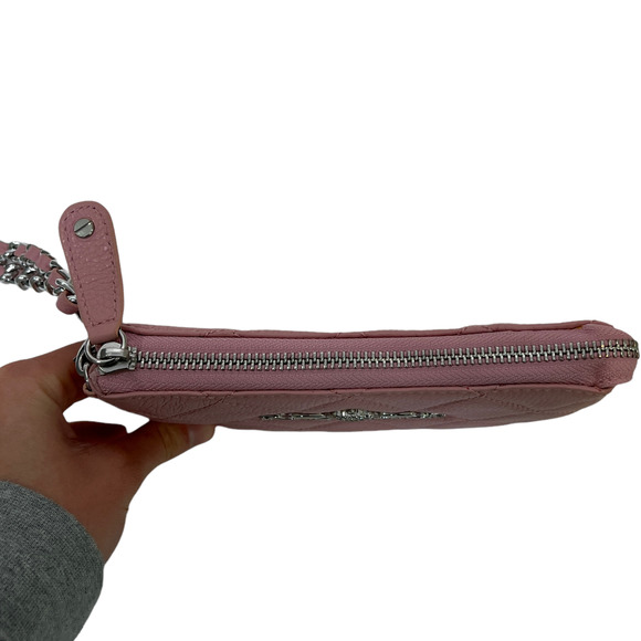 My Flat In London Westminster Wristlet Chain Pouch Wallet Pink Leather Zip $200 - Picture 5 of 10
